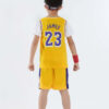 ชุดกีฬาเด็กโต ชุดบาสเด็ก คอกลม แขนสั้น ลาย LAKER สีเหลือง