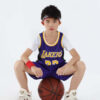 ชุดกีฬาเด็กโต ชุดบาสเด็ก คอกลม แขนสั้น ลาย LAKER สีน้ำเงิน
