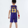 ชุดกีฬาเด็กโต ชุดบาสเด็ก คอกลม แขนสั้น ลาย LAKER สีน้ำเงิน